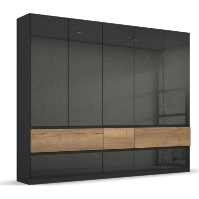 Rauch Winnipeg Kleiderschrank - 5 Türen, Grau Hochglanz Eiche Rauch Winnipeg Kleiderschrank - 5 Türen, Grau Hochglanz Eiche