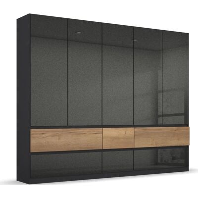 RAUCH Winnipeg Kleiderschrank - 5-türig Hochglanz Grau & Eiche RAUCH Winnipeg Kleiderschrank - 5-türig Hochglanz Grau & Eiche