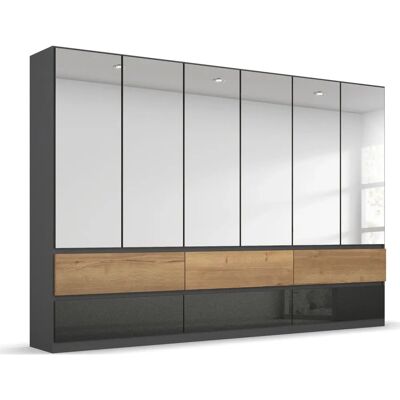 RAUCH Winnipeg Kleiderschrank - Grau - 6 Türen, Beleuchtung, 6 Schubladen - Schrank RAUCH Winnipeg Kleiderschrank - Grau - 6 Türen, Beleuchtung, 6 Schubladen - Schrank