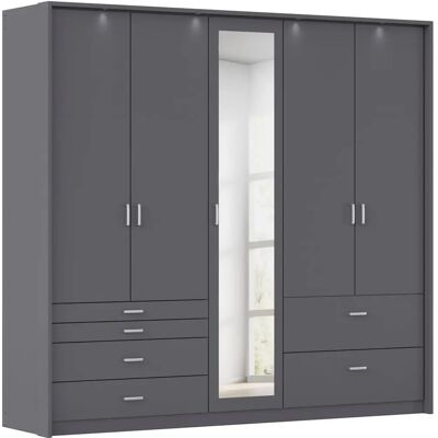 RAUCH Wildberg Kleiderschrank - Grau (Graumetallic) mit Beleuchtung RAUCH Wildberg Kleiderschrank - Grau (Graumetallic) mit Beleuchtung