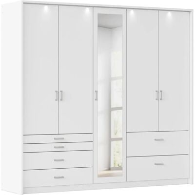 RAUCH Wildberg Kleiderschrank - Weiß, 230x212x58cm, 5 Türen, LED-Beleuchtung RAUCH Wildberg Kleiderschrank - Weiß, 230x212x58cm, 5 Türen, LED-Beleuchtung