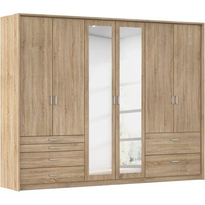 RAUCH Wildberg Kleiderschrank - 6 Türen, Verstellbare Regale, Spiegel RAUCH Wildberg Kleiderschrank - 6 Türen, Verstellbare Regale, Spiegel