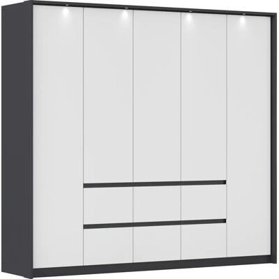 RAUCH Mainz Kleiderschrank - 5-türig, Grau/Weiß - Schrank mit Beleuchtung RAUCH Mainz Kleiderschrank - 5-türig, Grau/Weiß - Schrank mit Beleuchtung