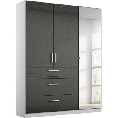 RAUCH Homburg Kleiderschrank - 3/4 Türen, Spiegel, Weiß & Grau Hochglanz RAUCH Homburg Kleiderschrank - 3/4 Türen, Spiegel, Weiß & Grau Hochglanz