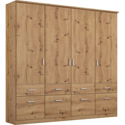 RAUCH Bremen Kleiderschrank - Eiche Artisan, 4 Türen, Modernes Design RAUCH Bremen Kleiderschrank - Eiche Artisan, 4 Türen, Modernes Design