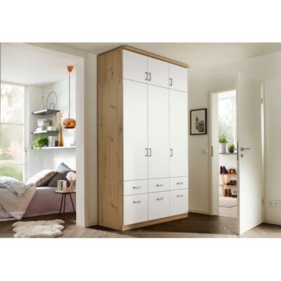 Rauch Bremen Kleiderschrank Aufsatz - 3-Türig, Weiß/Eiche Artisan Rauch Bremen Kleiderschrank Aufsatz - 3-Türig, Weiß/Eiche Artisan