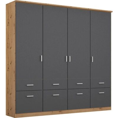 RAUCH Bremen Kleiderschrank - 4-türig, Grau, 181x58x199cm - Schrank RAUCH Bremen Kleiderschrank - 4-türig, Grau, 181x58x199cm - Schrank