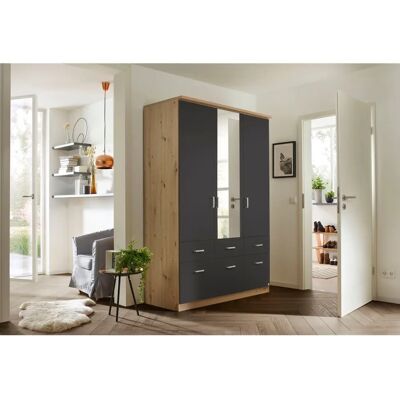 Kleiderschrank Bremen - grau mit Spiegel Kleiderschrank Bremen - grau mit Spiegel