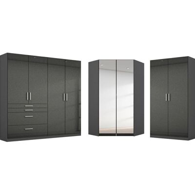 RAUCH Homburg Kleiderschrank-Set - Hochglanz Effektgrau - Garderobenset RAUCH Homburg Kleiderschrank-Set - Hochglanz Effektgrau - Garderobenset