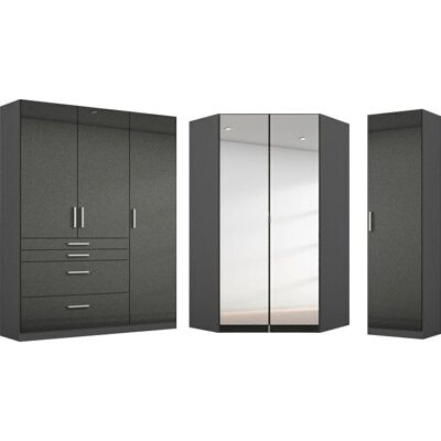 RAUCH Homburg Kleiderschrank-Set - Grau Hochglanz Stauraum RAUCH Homburg Kleiderschrank-Set - Grau Hochglanz Stauraum