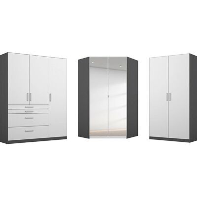 Rauch Homburg Kleiderschrank-Set - Modern Hochglanz Möbel Rauch Homburg Kleiderschrank-Set - Modern Hochglanz Möbel