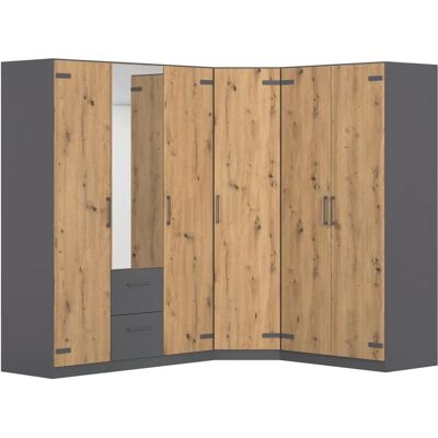 RAUCH Holmes Grau Kleiderschrank-Set mit Industrial Style - Schrankmöbel RAUCH Holmes Grau Kleiderschrank-Set mit Industrial Style - Schrankmöbel