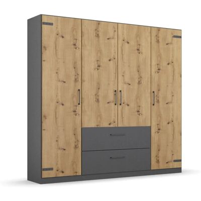 RAUCH Holmes Kleiderschrank - Industrial Stil, 4 Türen, Grau RAUCH Holmes Kleiderschrank - Industrial Stil, 4 Türen, Grau