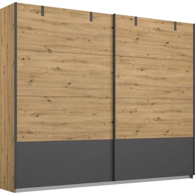 RAUCH Birmingham Schiebetürenschrank - grau (eichefarben artisan, graumetallic) RAUCH Birmingham Schiebetürenschrank - grau (eichefarben artisan, graumetallic)