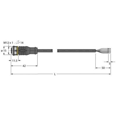 Turck 6625505 Sensor/Actuator Kabel - 10 m, 4-polet, PUR, Sort Turck 6625505 Sensor/Actuator Kabel - 10 m, 4-polet, PUR, Sort