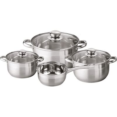 Michelino Edelstahl-Kochtopfset 7-tlg., Pfanne + Kochtopf, Silber Michelino Edelstahl-Kochtopfset 7-tlg., Pfanne + Kochtopf, Silber