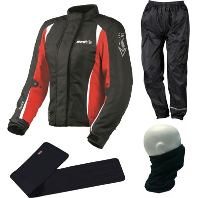 NERVE Nerve 4-teiliges Damen Motorradkombi - Schwarz-Rot NERVE Nerve 4-teiliges Damen Motorradkombi - Schwarz-Rot