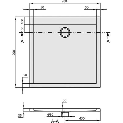 Villeroy & Boch Subway Cadă de duș dreptunghiulară din acril - 90x90cm Villeroy & Boch Subway Cadă de duș dreptunghiulară din acril - 90x90cm