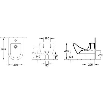 Villeroy & Boch Wandbidet 370x565mm Weiß Villeroy & Boch Wandbidet 370x565mm Weiß