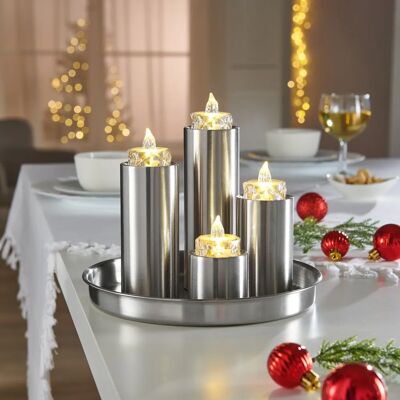 Viva Domo - Kerzenteller Edelstahl 5-tlg - Edelstahl - Silber - Candle Holder Viva Domo - Kerzenteller Edelstahl 5-tlg - Edelstahl - Silber - Candle Holder