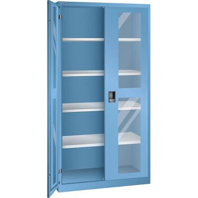 LISTA Stahl-Schrank mit Glas - 1950x1000mm - Blau RAL 5012 LISTA Stahl-Schrank mit Glas - 1950x1000mm - Blau RAL 5012