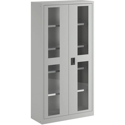 LISTA Armario de almacenamiento - Estantes ajustables, Ventanas transparentes, Gris claro LISTA Armario de almacenamiento - Estantes ajustables, Ventanas transparentes, Gris claro