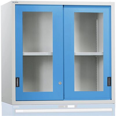 LISTA Stahl-Höckeschrank - Verstellbare Regale, Glasfenster, Himmelblau LISTA Stahl-Höckeschrank - Verstellbare Regale, Glasfenster, Himmelblau