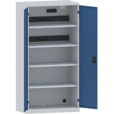Armario cargador de baterías LISTA - 4 estantes, puertas de chapa, regletas con RCBO Armario cargador de baterías LISTA - 4 estantes, puertas de chapa, regletas con RCBO