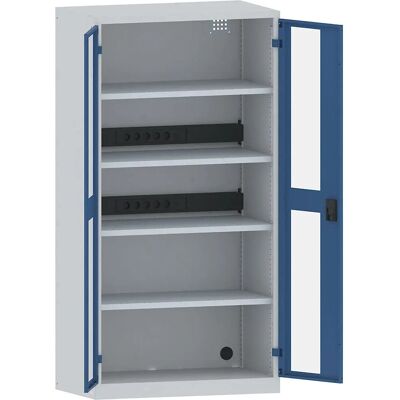 LISTA Batterieschrank - 4 Regale, Glastüren, Blau & Grau LISTA Batterieschrank - 4 Regale, Glastüren, Blau & Grau