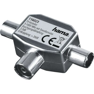 Hama Koaxialkontakt - Silver - Passar för två TV-apparater Hama Koaxialkontakt - Silver - Passar för två TV-apparater