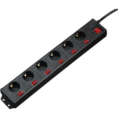 Hama Verlengsnoer met 6 Stopcontacten, 1.4m, Zwart Hama Verlengsnoer met 6 Stopcontacten, 1.4m, Zwart