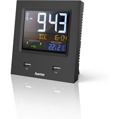 Hama Dual-USB Vägg- och bordsklocka - Digital, Färgglad Display, Temperatur & Luftfuktighet Hama Dual-USB Vägg- och bordsklocka - Digital, Färgglad Display, Temperatur & Luftfuktighet