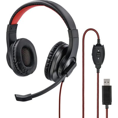 Hama fones de ouvido USB - PRETO, vermelho Hama fones de ouvido USB - PRETO, vermelho