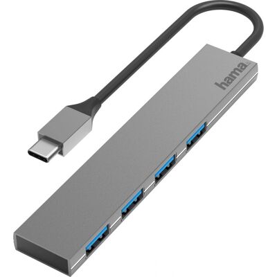 Hama USB-C 4-Port Hub - USB 3.2 Gen 1 - Grau Hama USB-C 4-Port Hub - USB 3.2 Gen 1 - Grau
