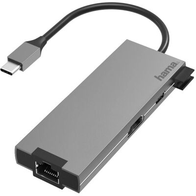 Hama Laptop Dock/Port Replikator - USB 3.2 Gen 1, Type-C, Grau Hama Laptop Dock/Port Replikator - USB 3.2 Gen 1, Type-C, Grau
