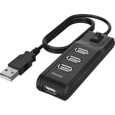 Hama USB Hub 4 Ports with Switch - High-Speed Data Transfer Hama USB Hub 4 Ports with Switch - High-Speed Data Transfer