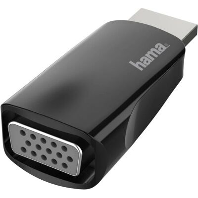 Hama Adaptador de gênero de cabo - HDMI para VGA - Preto - Suporte 1080p Hama Adaptador de gênero de cabo - HDMI para VGA - Preto - Suporte 1080p