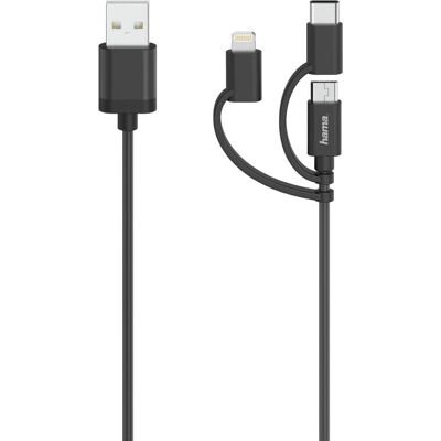 Cabo Micro USB Hama 3em1 - Preto - 0,75m Cabo Micro USB Hama 3em1 - Preto - 0,75m