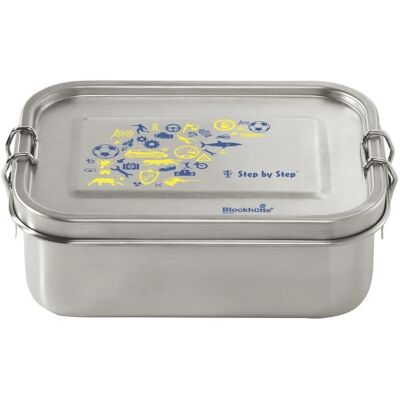 Step by Step Lunchbox ze Stali Nierdzewnej Niebiesko Żółta - Bezpieczna i Wodoszczelna Step by Step Lunchbox ze Stali Nierdzewnej Niebiesko Żółta - Bezpieczna i Wodoszczelna