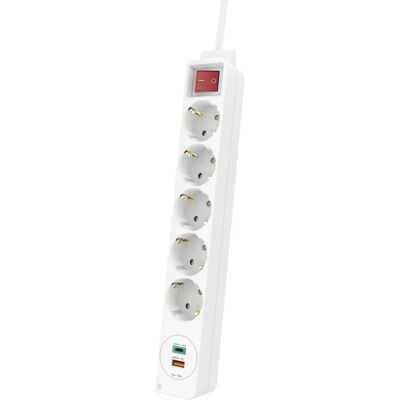 Hama Power Strip - 5 uttag, USB-C/USB-A, Snabbladdning Hama Power Strip - 5 uttag, USB-C/USB-A, Snabbladdning
