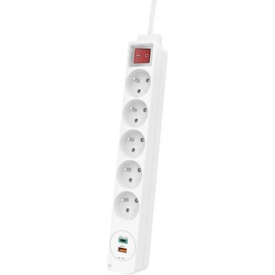 Hama förlängningskabel, 1.4 m, 5 vägguttag, Vit Hama förlängningskabel, 1.4 m, 5 vägguttag, Vit