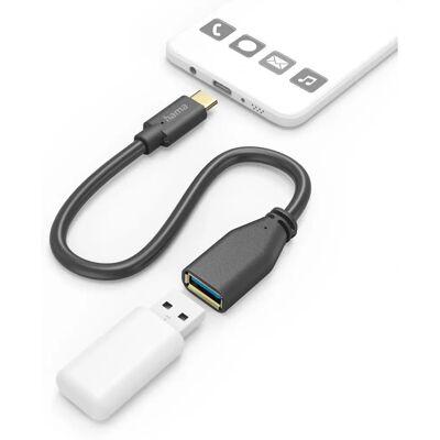 Hama USB-C do USB-A Adapter - 0,15 m - Czarny - Kabel USB Hama USB-C do USB-A Adapter - 0,15 m - Czarny - Kabel USB