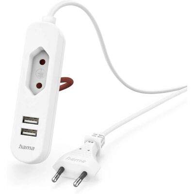 Hama Förlängningskabel 1,9m Vit - Power Extension och USB-laddare Hama Förlängningskabel 1,9m Vit - Power Extension och USB-laddare