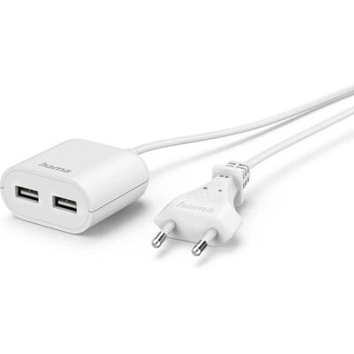 Przedłużacz Hama - 1,9 m ładowarka USB - Biały Przedłużacz Hama - 1,9 m ładowarka USB - Biały