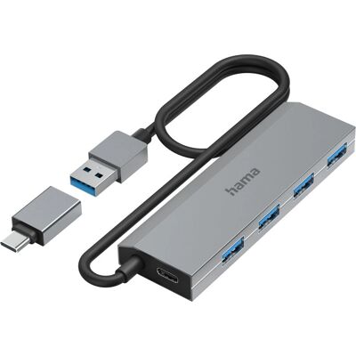Hama USB-Hub, 4 Porter, USB 3.2 Gen1, 5 Gbit/s - USB-Hub Hama USB-Hub, 4 Porter, USB 3.2 Gen1, 5 Gbit/s - USB-Hub