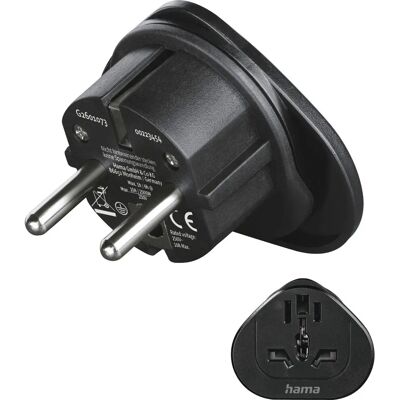 Hama Reiseadapter Typ E/F - Universal, Schwarz Hama Reiseadapter Typ E/F - Universal, Schwarz