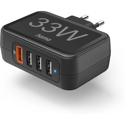 Hama Schnellladegerät 4 Ports, Qualcomm 3.0, 33 W, Schwarz Hama Schnellladegerät 4 Ports, Qualcomm 3.0, 33 W, Schwarz