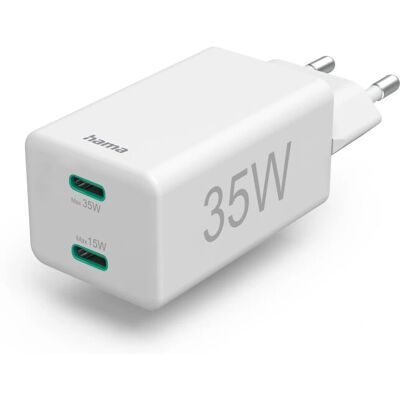 Hama 00125129 Schnellladegerät - 2x USB-C, Weiß, 35 W Hama 00125129 Schnellladegerät - 2x USB-C, Weiß, 35 W