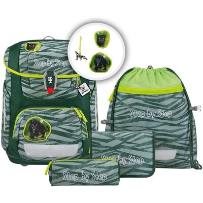 Step by Step Chiko-Jungle Cat Grün Schulrucksack - Schulranzen-Set Step by Step Chiko-Jungle Cat Grün Schulrucksack - Schulranzen-Set