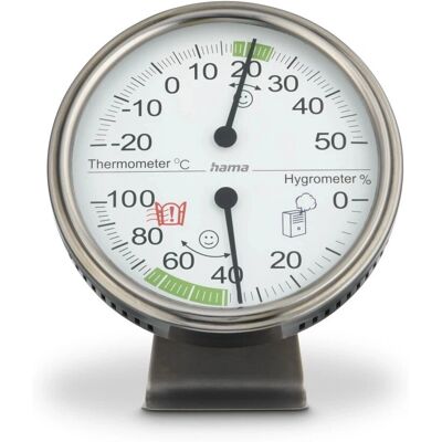 Hama Tahiti Stainless Steel Indoor Temperature & Humidity Sensor - Classic Design Hama Tahiti Stainless Steel Indoor Temperature & Humidity Sensor - Classic Design